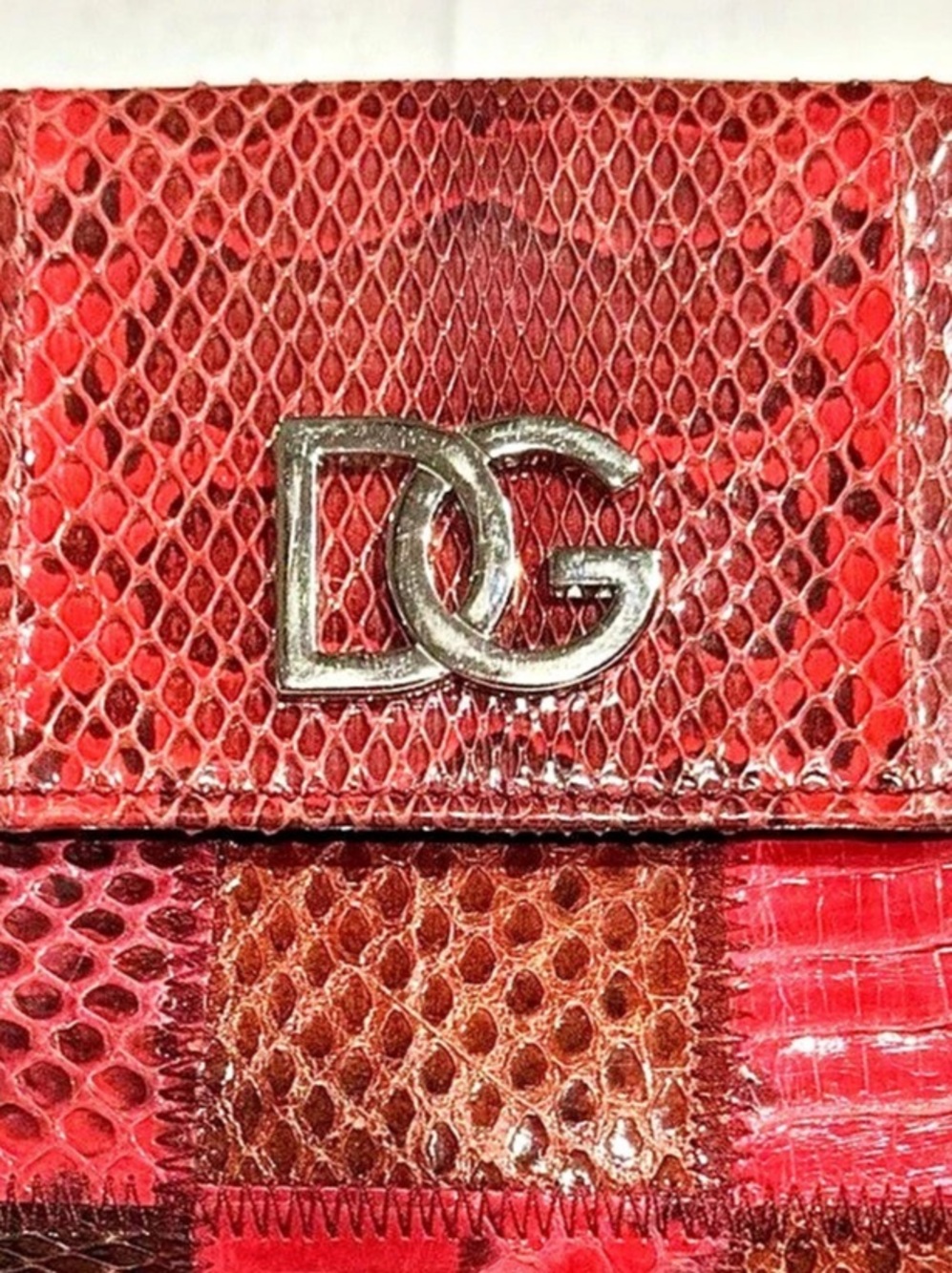 Dolce & Gabbana vintage Red Patchwork Wallet snake embossed leather - Picture 5 of 14